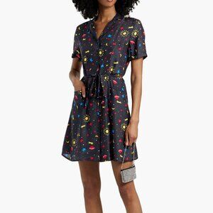 Maria printed silk mini shirt dress HVN